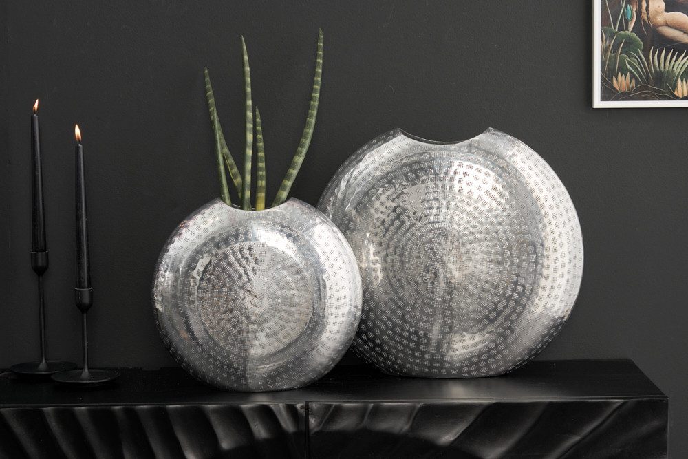riess-ambiente Tischvase ORIENTAL 44cm silber (Set, 2 St), Deko · Blumen · Hammerschlag Design · Metall