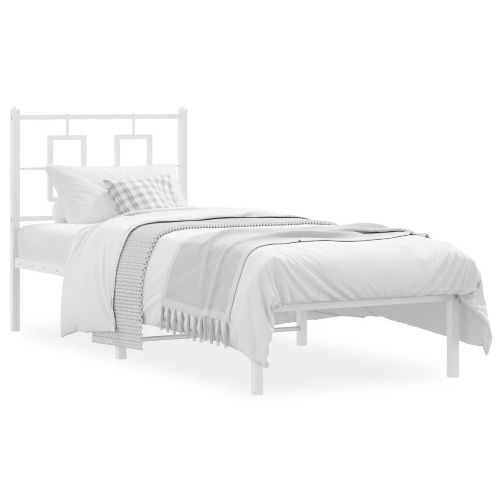vidaXL Bett Metallbett ohne Matratze mit Kopfteil Weiß 75x190 cm günstig online kaufen