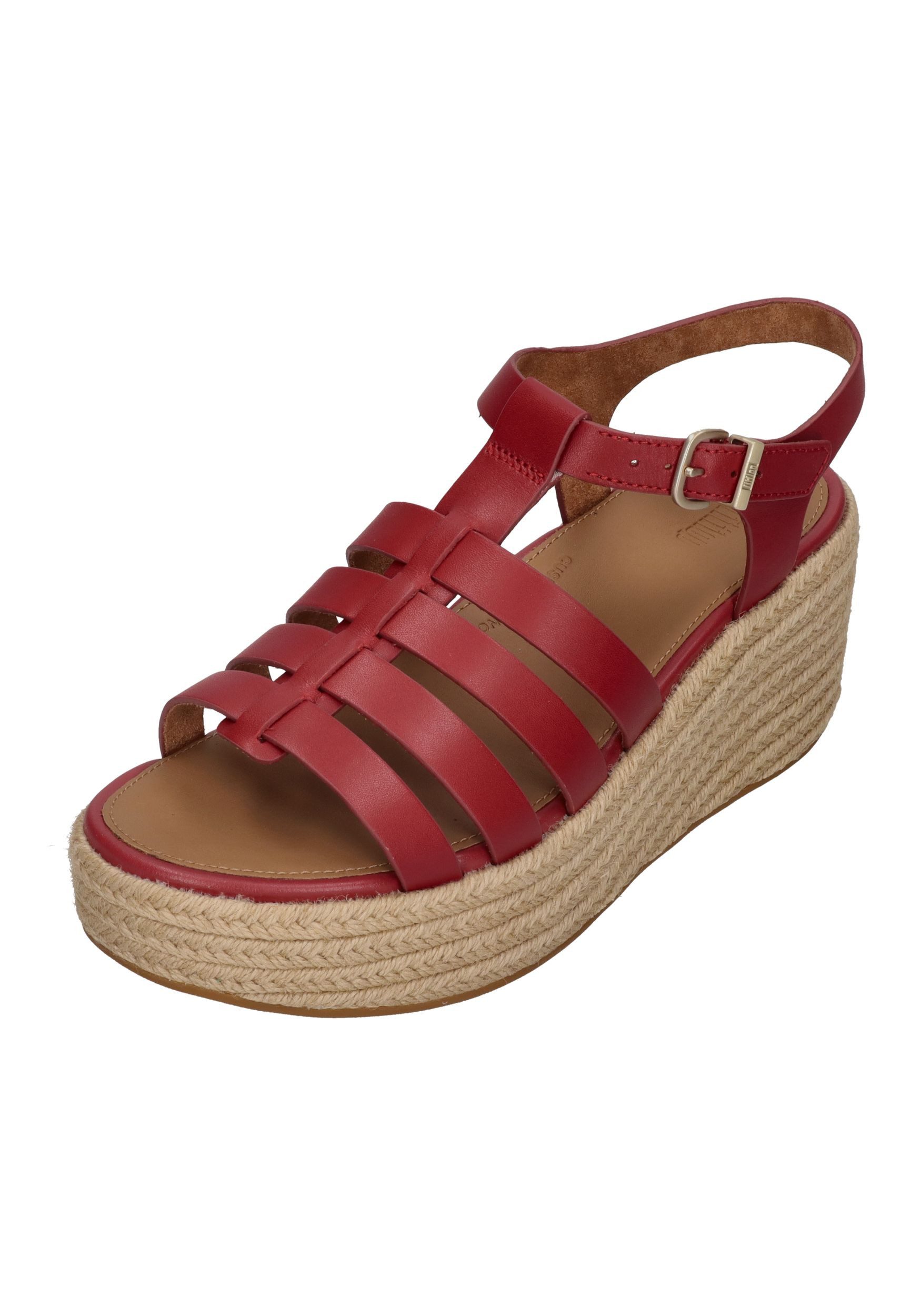 Fitflop PLATFFORMS ESPADR. LEATHER FISHERMAN WEDGE SANDALS Sandalette Burnt Berry
