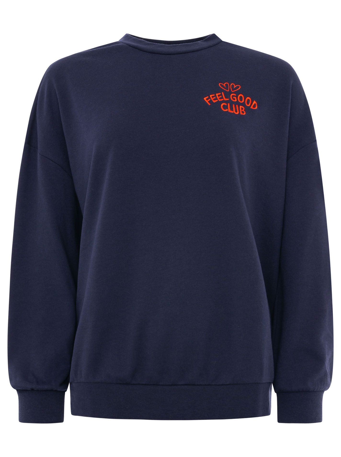 Zwillingsherz Sweatshirt "Feel Good Club" Rundhals, kleine Stickerei vorne – Bild 2 von 5