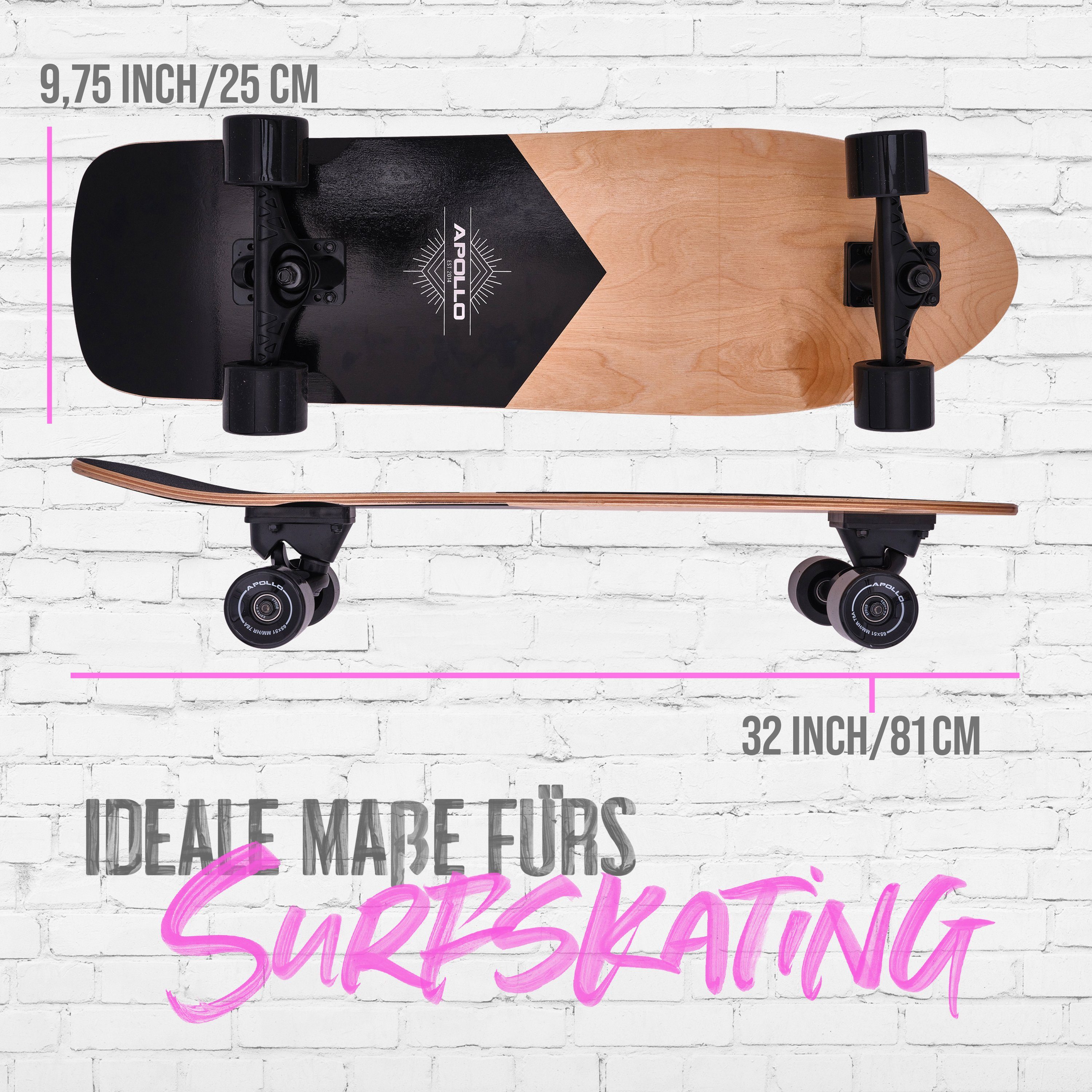 Surfskate Pro, 2014 Apollo Miniskateboard stabil EST und Midi Longboard hochwertig