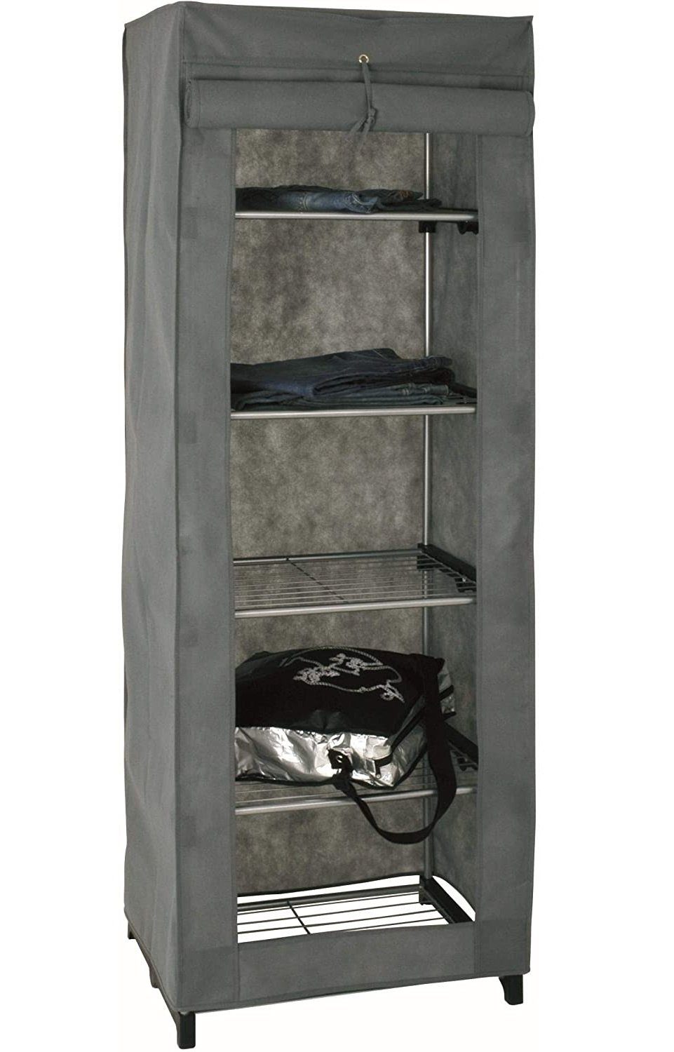 HAKU Kleiderschrank HAKU Möbel Stoffschrank – alu-grau-schwarz – H. 173cm x B. 60cm