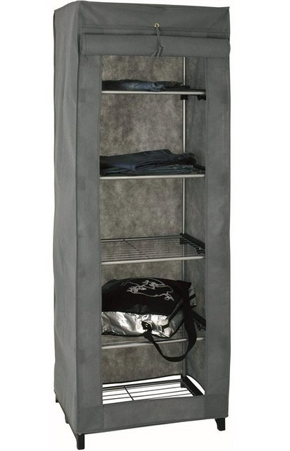 HAKU Kleiderschrank HAKU Möbel Stoffschrank – alu-grau-schwarz – H. 173cm x B. 60cm