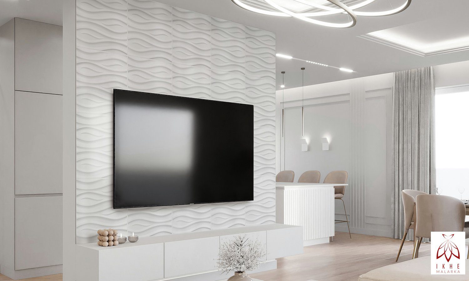 IKHEMalarka 3D Wandpaneel 3D Paneele PVC Kunststoffpaneele, BxL: 50,00x50,00 cm, 0,25 qm, (1 Stück, 3D Wandpaneele Deckenpaneele) hochwertige & harte PVC 3D Platten Wand & Decke