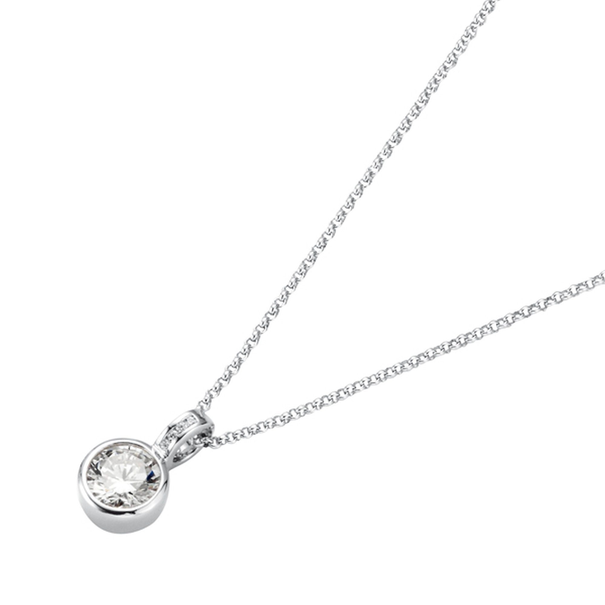 GIORGIO MARTELLO MILANO Kette mit Anhänger rundem Zirkonia Anhänger, Silber günstig online kaufen