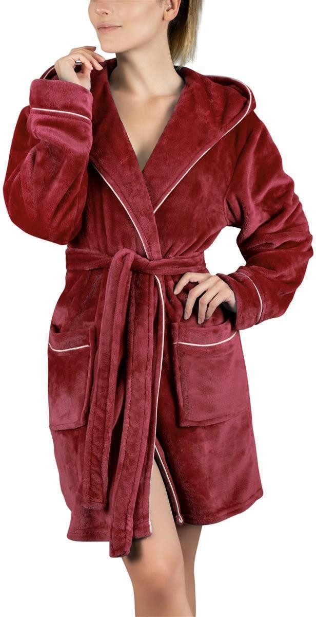 Gräfenstayn Damenbademantel Bademantel Damen flauschig Kapuze Kuschelfleece günstig online kaufen