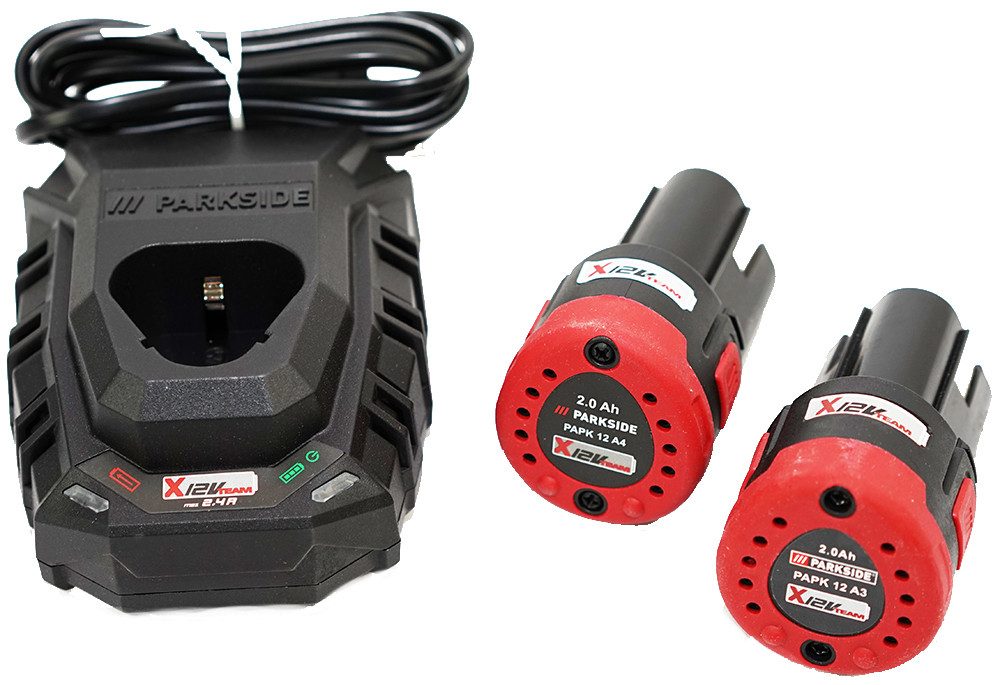 Parkside 12V / 2Ah Аккумуляторыet 2x Akku PAPK 12 A4 2 Ah + 1x Ladegerät PLGK 12 A3 Akku-Set (12 V)