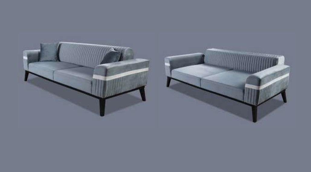 Dreisitzer Modern Sitzer 3-Sitzer Polster JVmoebel Blau 3 Textil Stoff Sofas Sofa