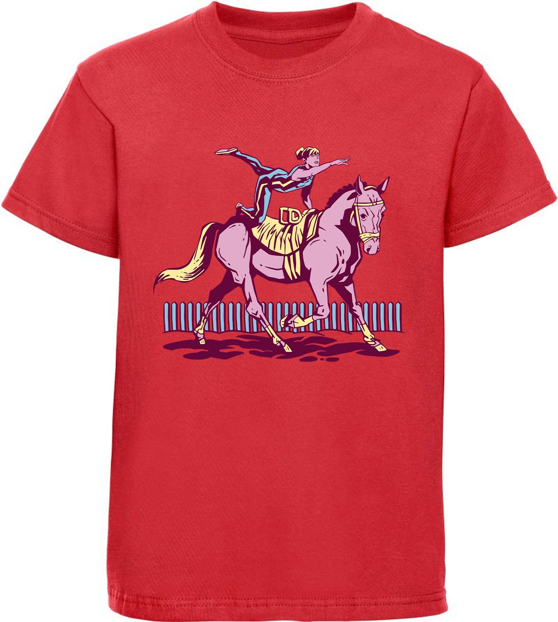 Print-Shirt bedrucktes Mädchen T-Shirt - Pferd mit Turnerin