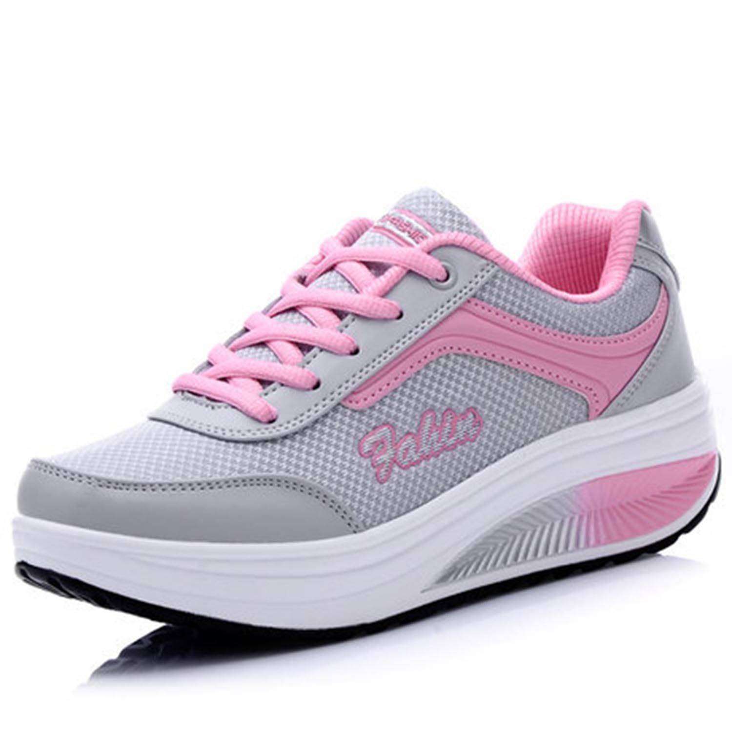 Daisred Damen Atmungsaktiv Laufschuhe Turnschuhe Sportschuhe Sneaker Rosa