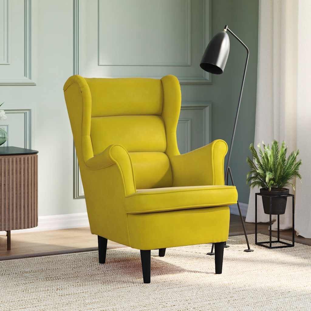furnicato Sessel Senfgelb 71 x 92 x 91 cm mit Samtbezug (1-St) – Bild 2 von 5