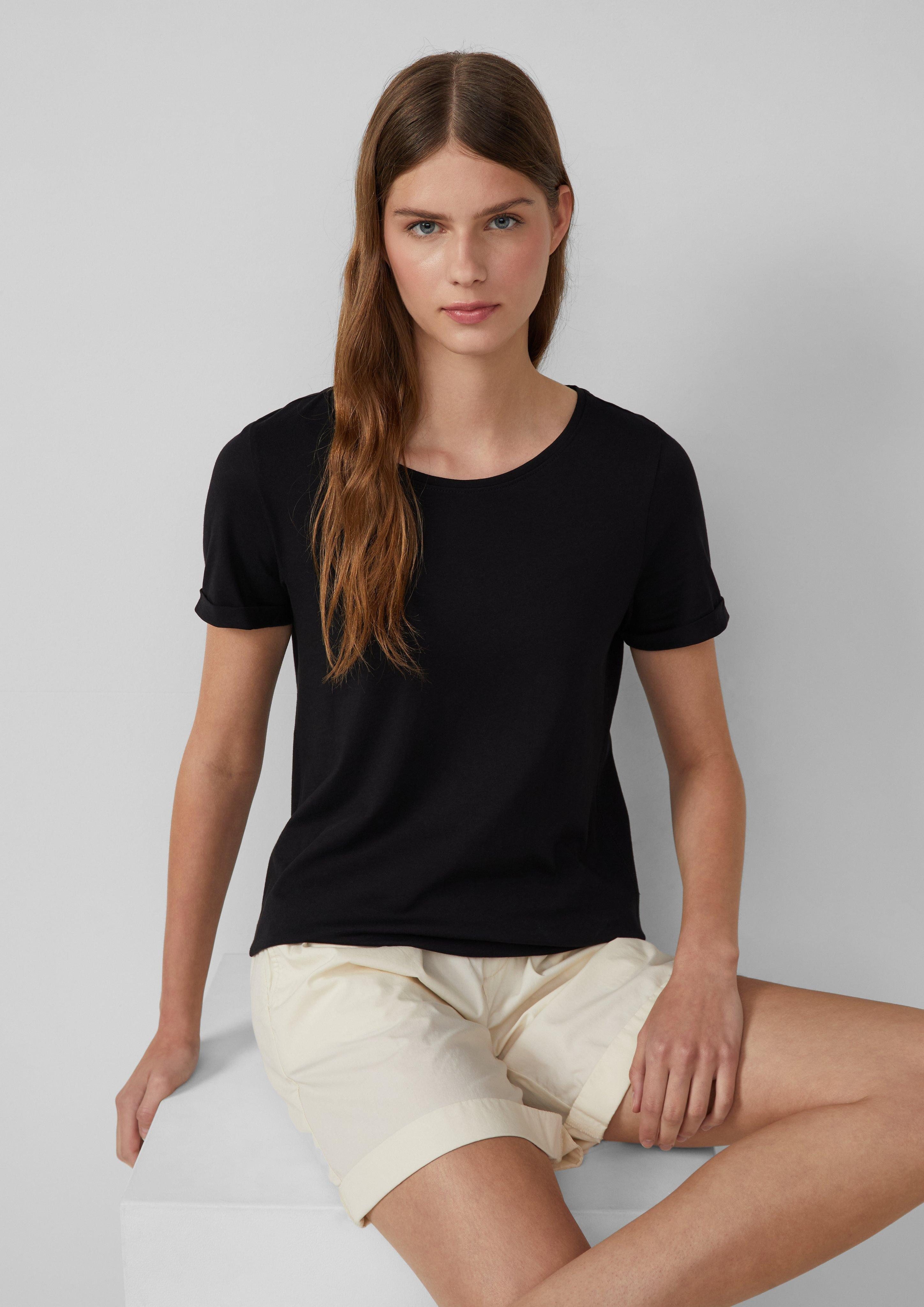 Kurzarmshirt T-Shirt mit Ärmelumschlag
