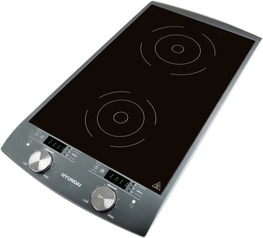 Hyundai Doppel-Induktionskochplatte IND233, Durchmesser 13–18 cm, 2x900W, LED Display, 10 wählbare Heizstufen