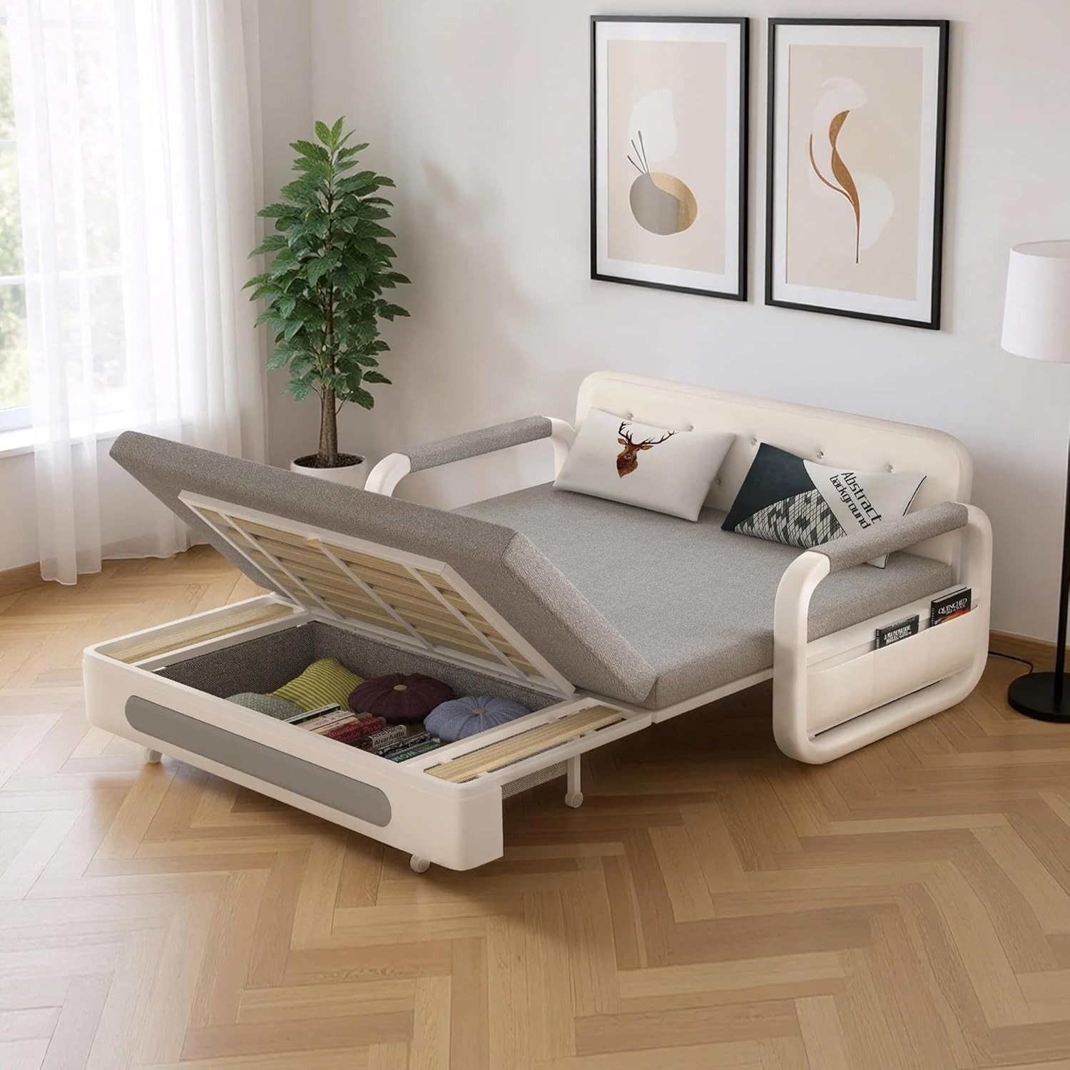 LuxusKollektion Schlafsofa Schlafsofa ausziehbar Schlaffunktion Stauraum Schlafcouch 150cm
