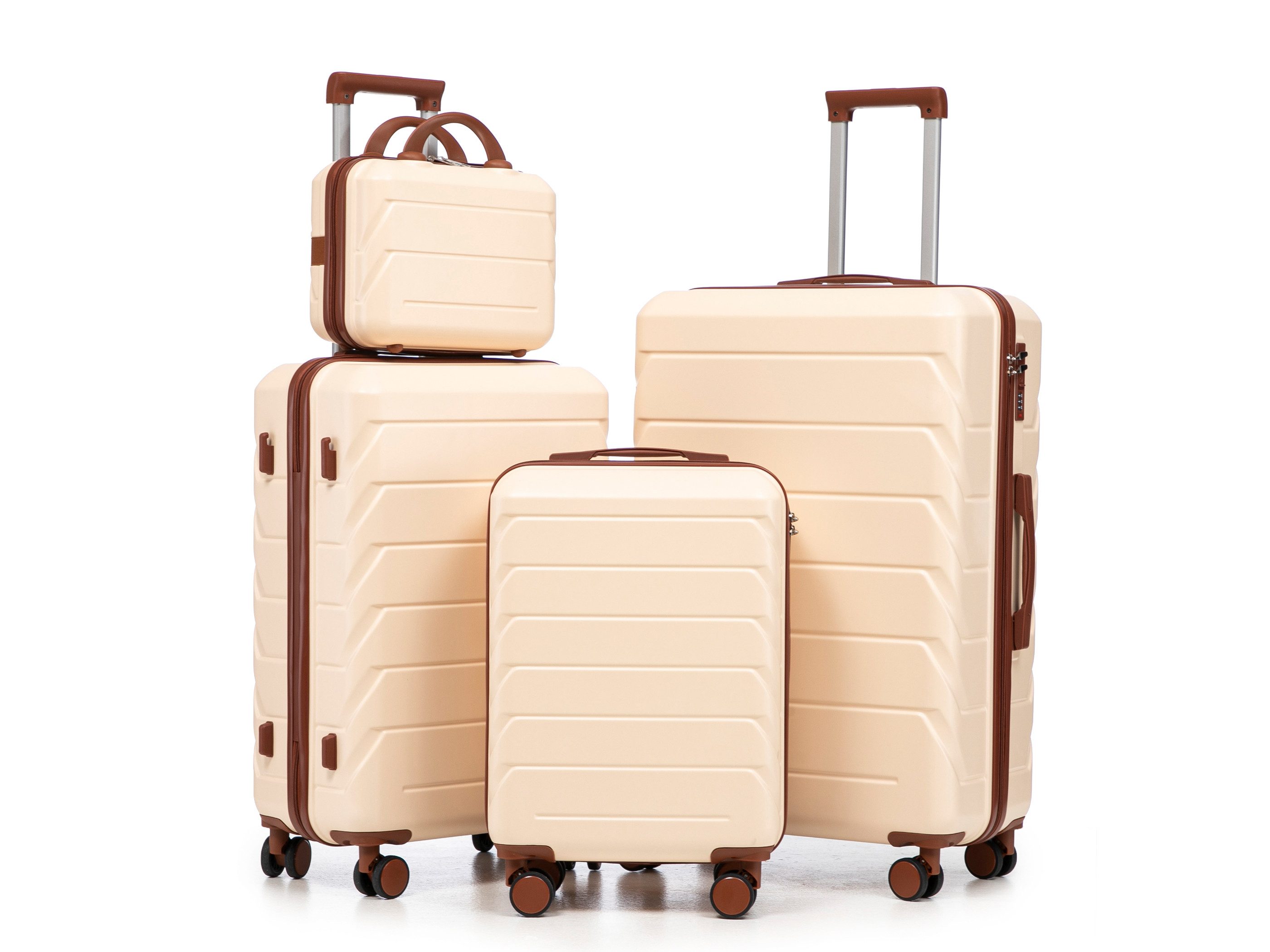 SeedWave Trolleyset Kofferset Hartschalenkoffer: Handkoffer& Rollkoffer mit Reißverschluss, Koffer in 14", 19", 24", 28", davon 24",28" mit seitlichem Häkchen
