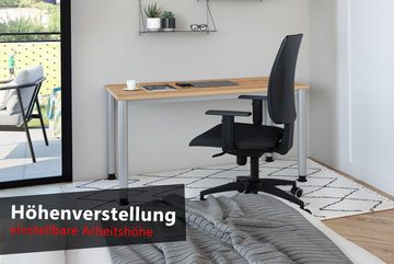 bümö Schreibtisch Serie-H (Mini), Rechteck: 140 x 67,2 cm - Dekor: Weiß