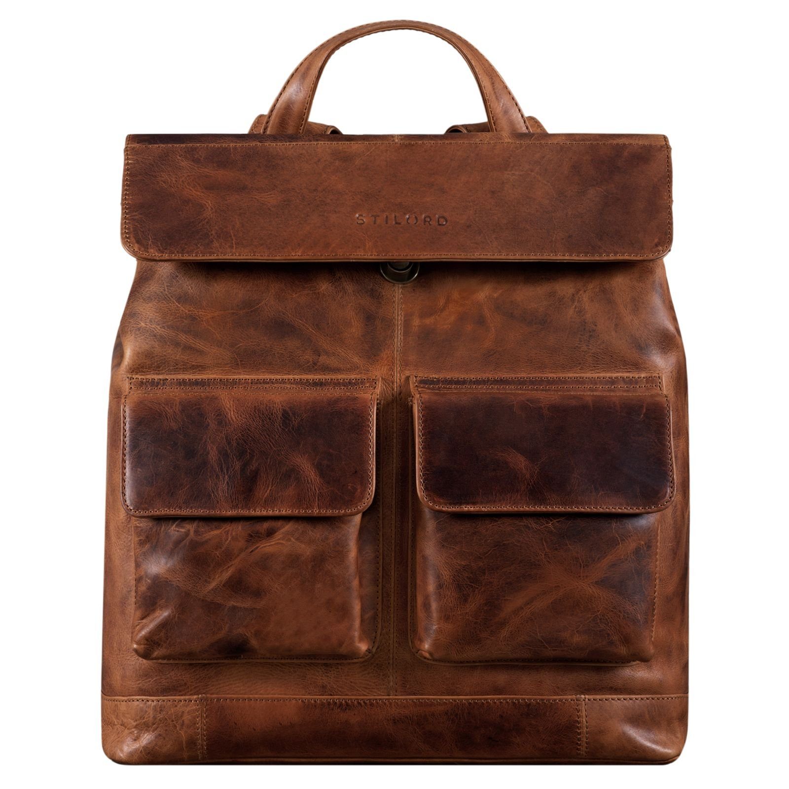 "Drew" STILORD kara Notebook-Rucksack Rucksack Groß cognac Leder Vintage -