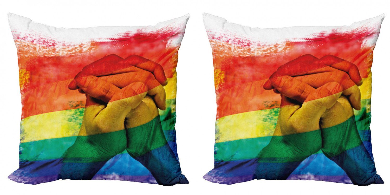 Abakuhaus Hände Doppelseitiger (2 Digitaldruck, Stolz halten Kissenbezüge Paar Homosexuell Stück), Modern Accent