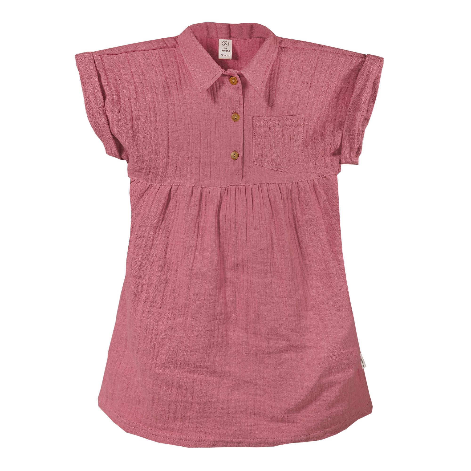 MAXIMO Sommerkleid GOTS MINI GIRL-Kleid, Kragen Musselin, Knopfleiste (1-tlg)