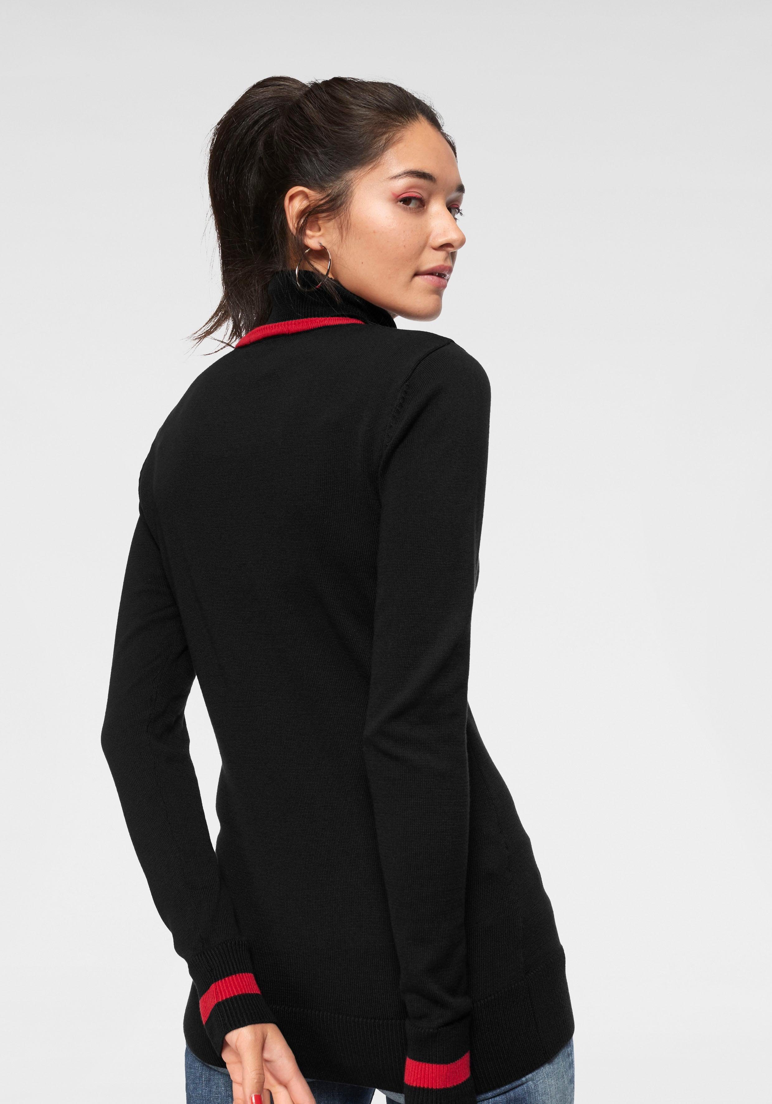 AJC Rollkragenpullover Feinstrick mit trendy Kontraststreifen günstig online kaufen