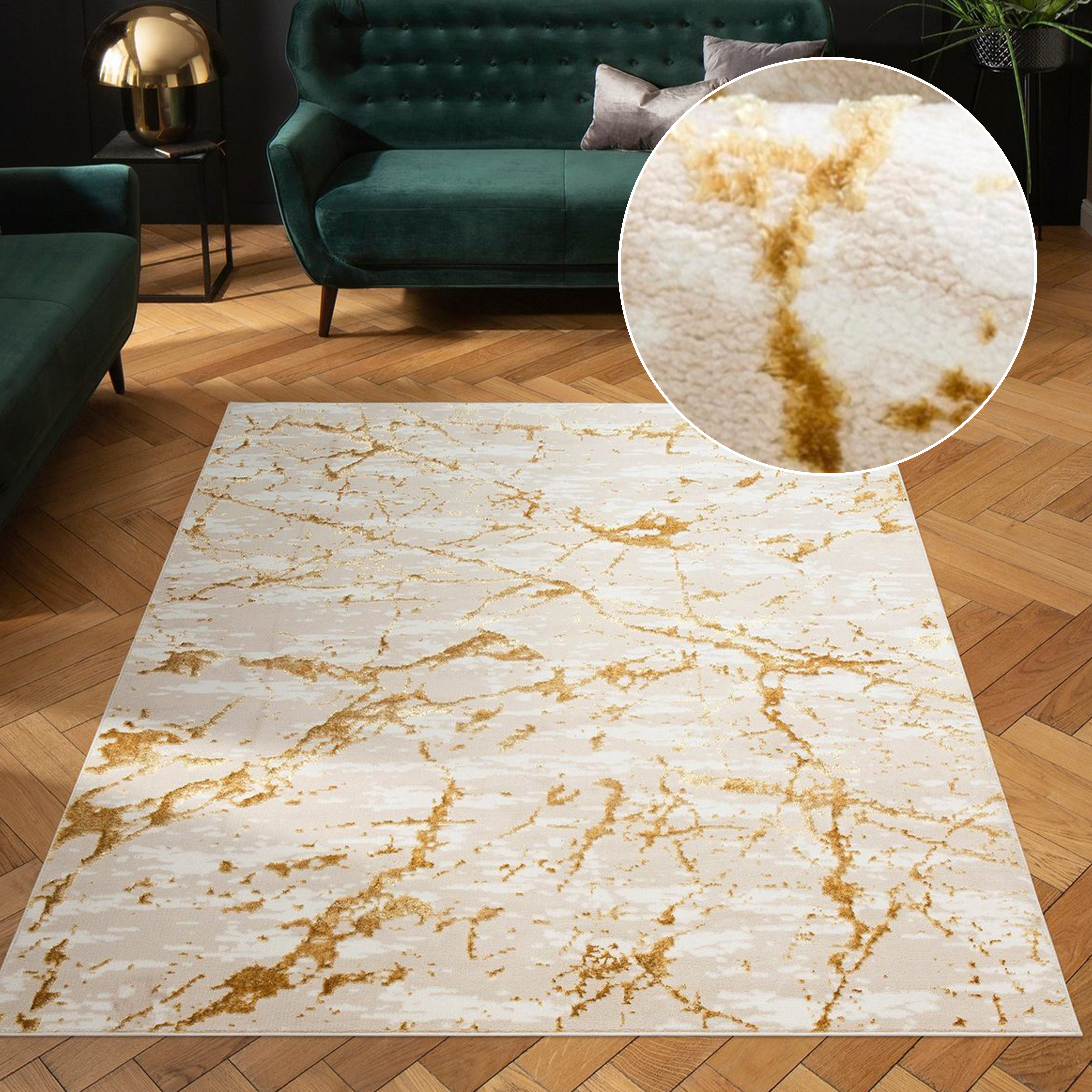 OTTO home Teppich Kalmus, mit Schrumpfgarn-Effekt, Hoch-Tief, rechteckig, Höhe: 11 mm, modernes Marmor Design, Kurzflor-Teppich, Effektfäden, weich