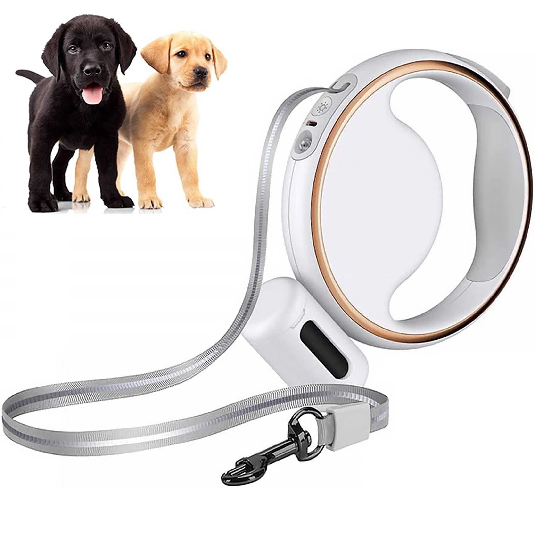 KINSI Hundeleine Ausziehbare Hundeleine 3M, mit LED-Taschenlampe, robust, wasserdicht, Kleine und mittlere Hunde mit abnehmbarem Katzenklo und LED-Licht