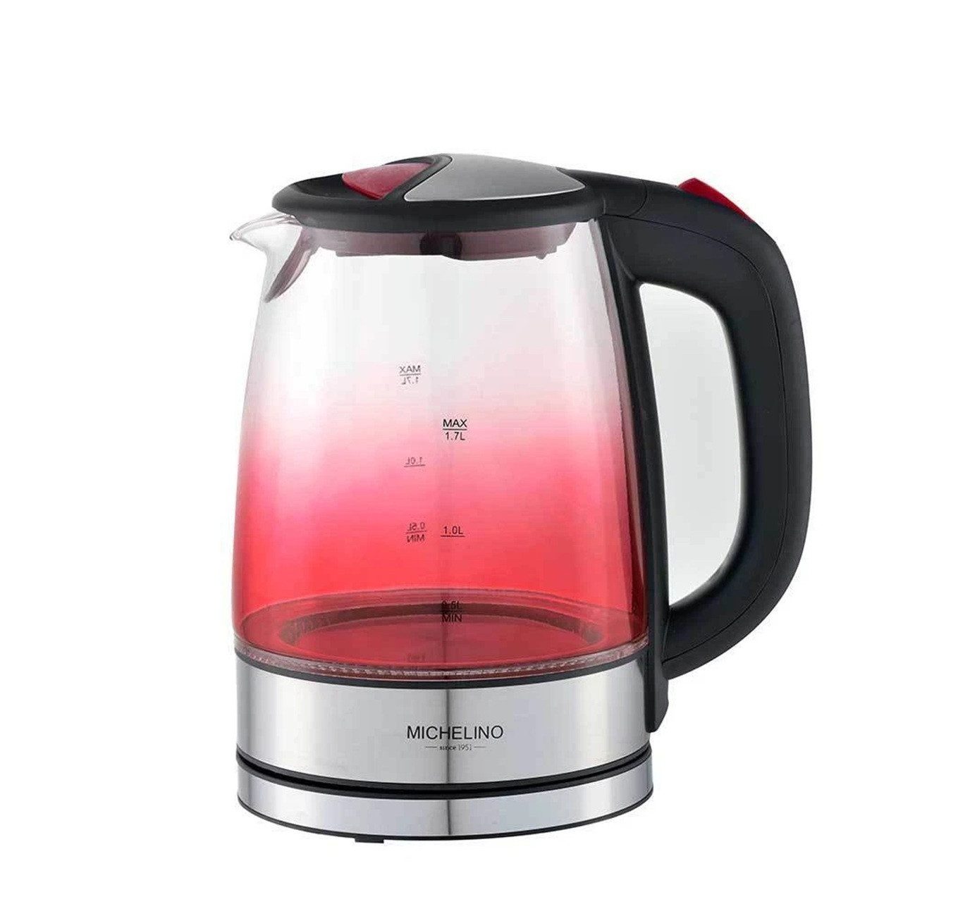 Michelino Wasserkocher, 1,7 l, 2200 W, mit Farbverlauf, 1,7 L, 1800-2200W, 360°-drehbar, LED