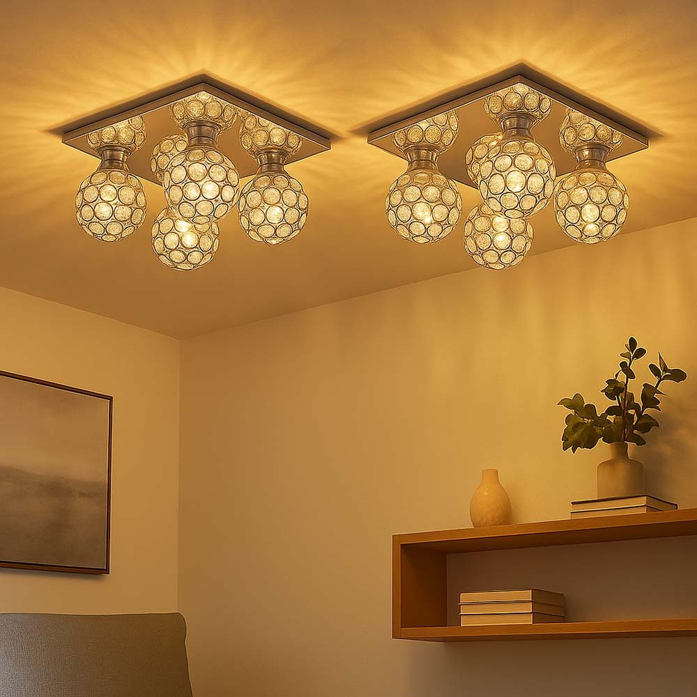 GLOBO LIGHTING LED Deckenleuchte, Leuchtmittel nicht inklusive, 2x Deckenleuchte Metall Spiegel Kugel Metallgeflecht-Kugel Deckenlampe