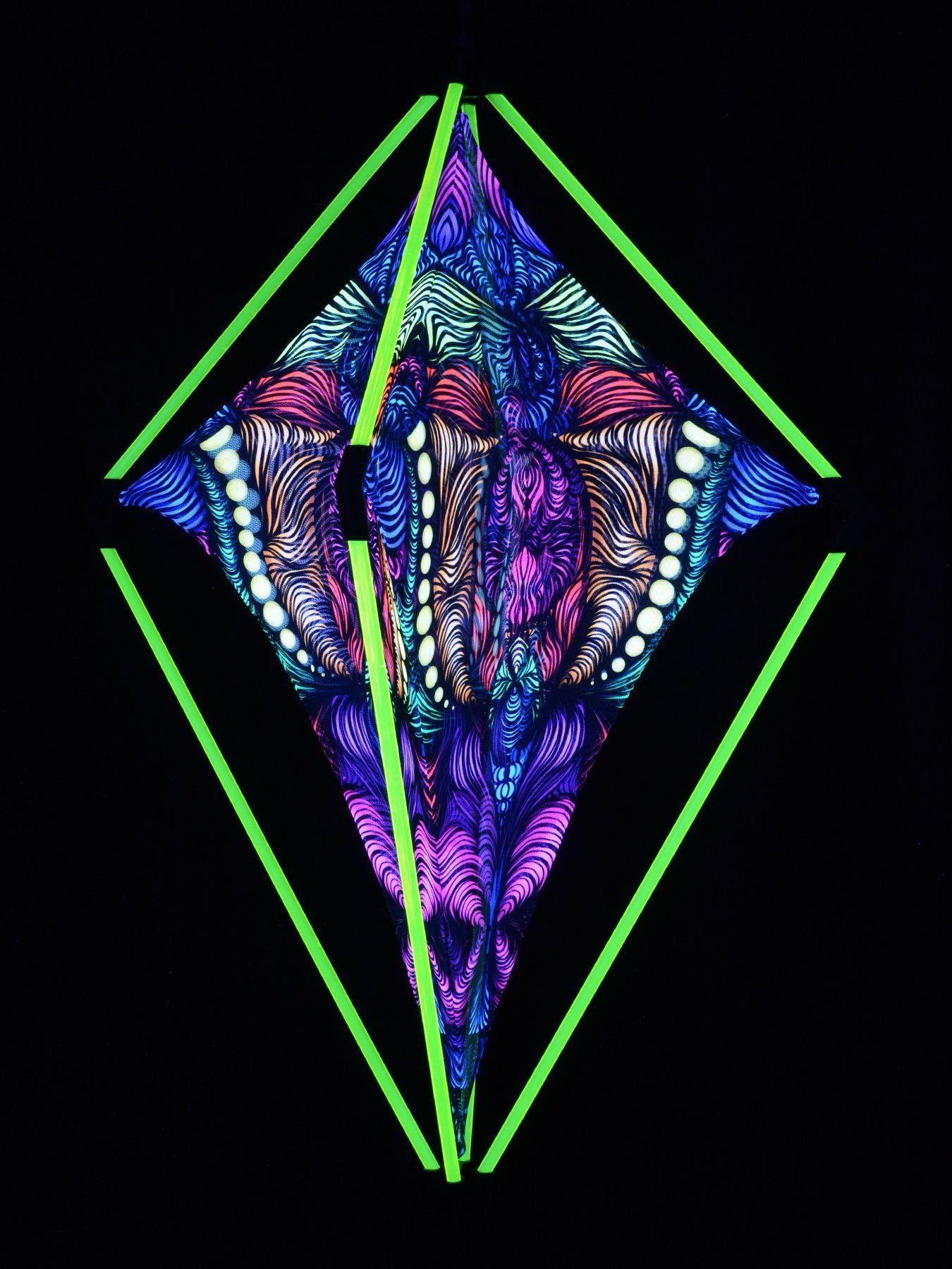 Grün Schwarzlicht Neon UV-aktiv, Dekoobjekt PSYWORK Field Green", leuchtet unter Schwarzlicht Magnetic Wanddekoobjekt snap-2gether "Mesh