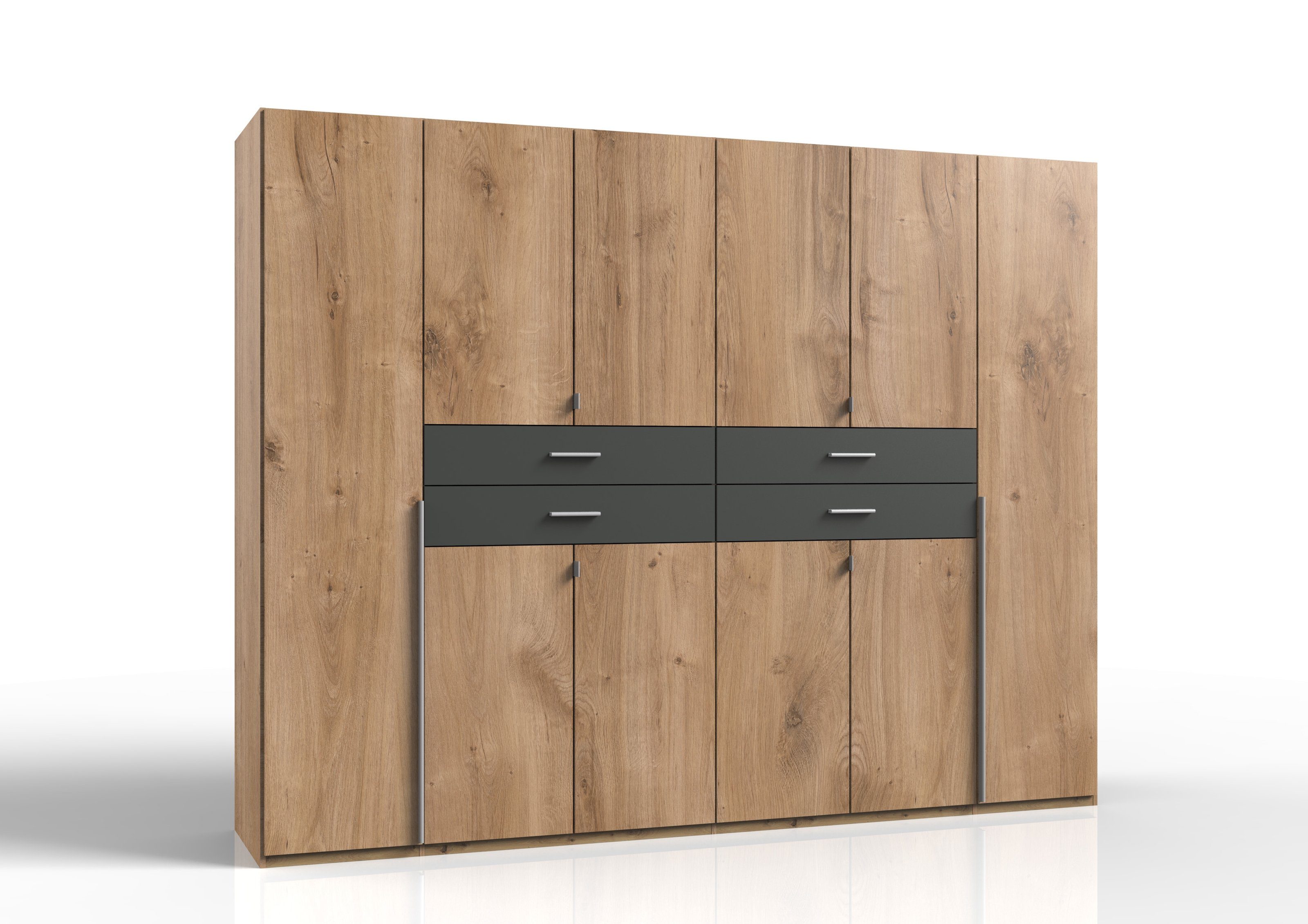 freiraum Kleiderschrank Denver (B/H/T: 270x208x58 cm) in Plankeneiche-Nachbildung mit 4 Schubladen und 10 Türen