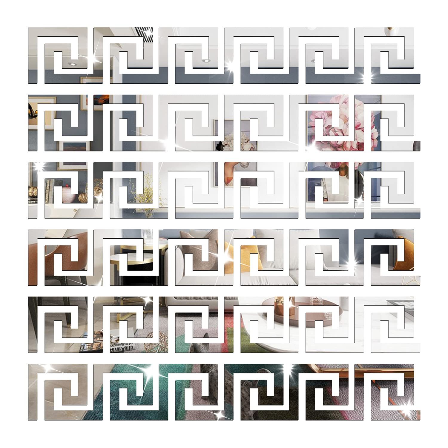 Coonoor 3D-Wandtattoo Selbstklebende Spiegel Wandaufkleber Acry (30 St), Wandabziehbild Spiegel Set für die Wand Wohnzimmer Schlafzimmer