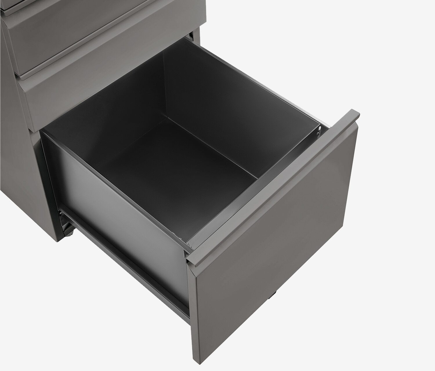 Ergolutions Rollcontainer Metall mit Holzblende, 5 Jahre Garantie / mit Schloss / 3 große Fächer / Gleitlagerschienen