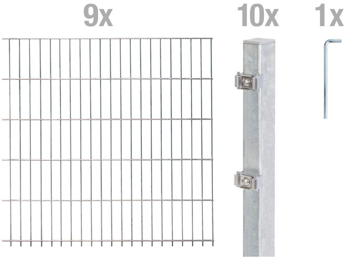 GAH Alberts Doppelstabmattenzaun, (Set), 160 cm hoch, 9 Matten für 18 m