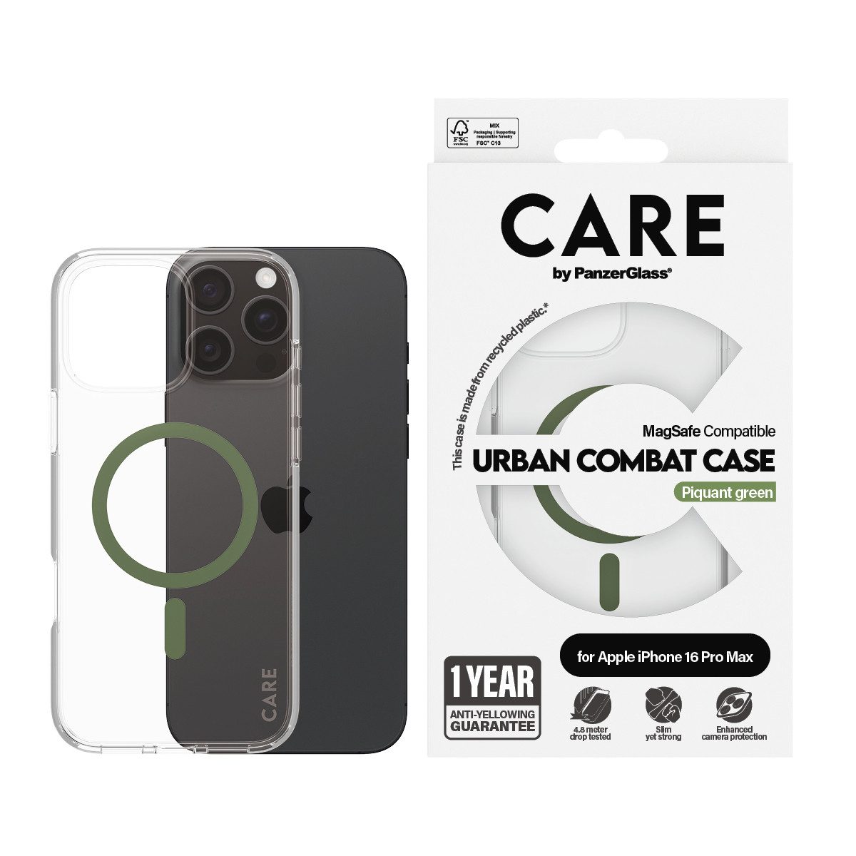 CARE by PanzerGlass Handyhülle Urban Combat Case für Apple iPhone 16 Pro Max, Backcover, Schutzhülle, Handyschutzhülle, Case, Schutzcase, stoßfest