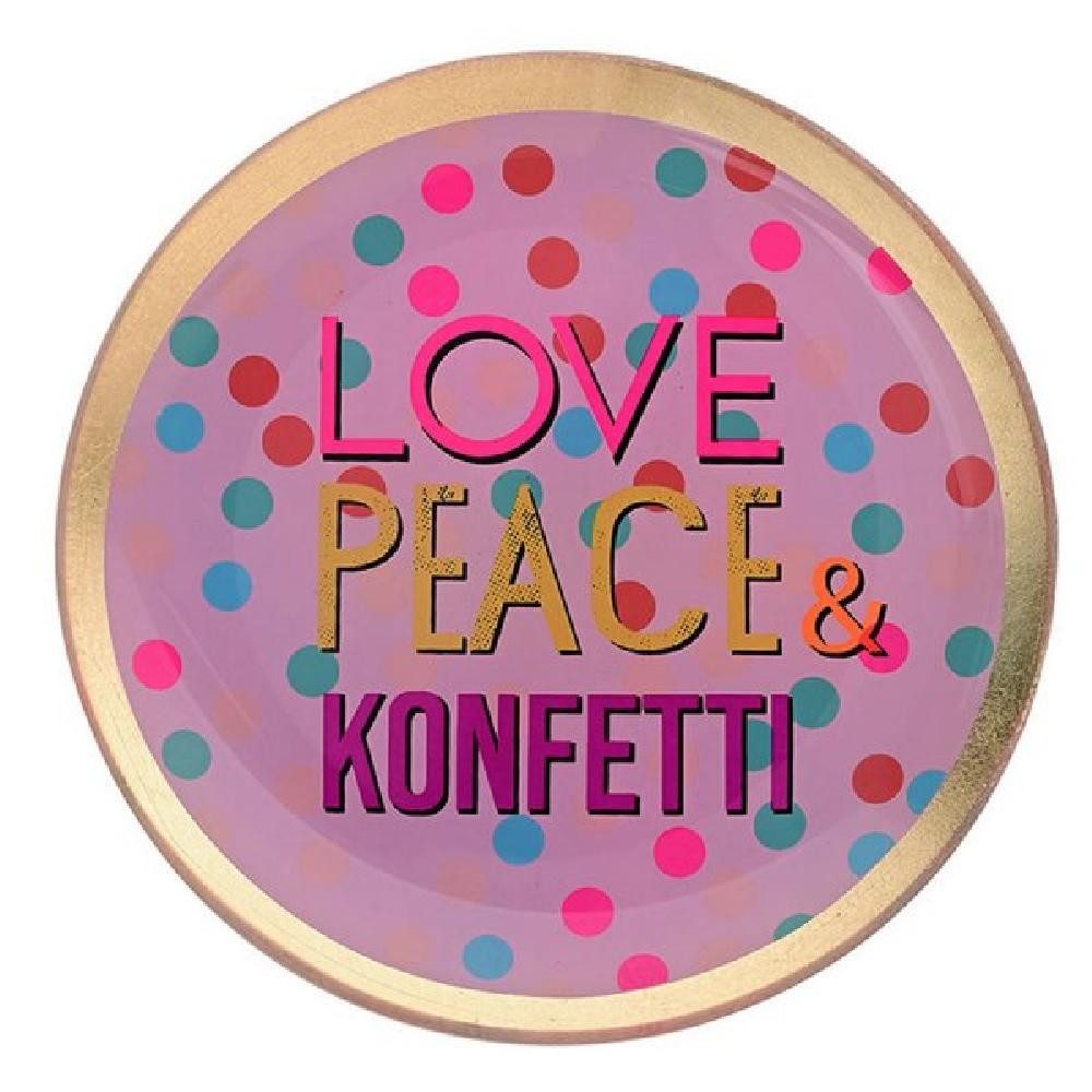 Giftcompany Dekoteller Glasteller Love, Peace & Konfetti (13cm)