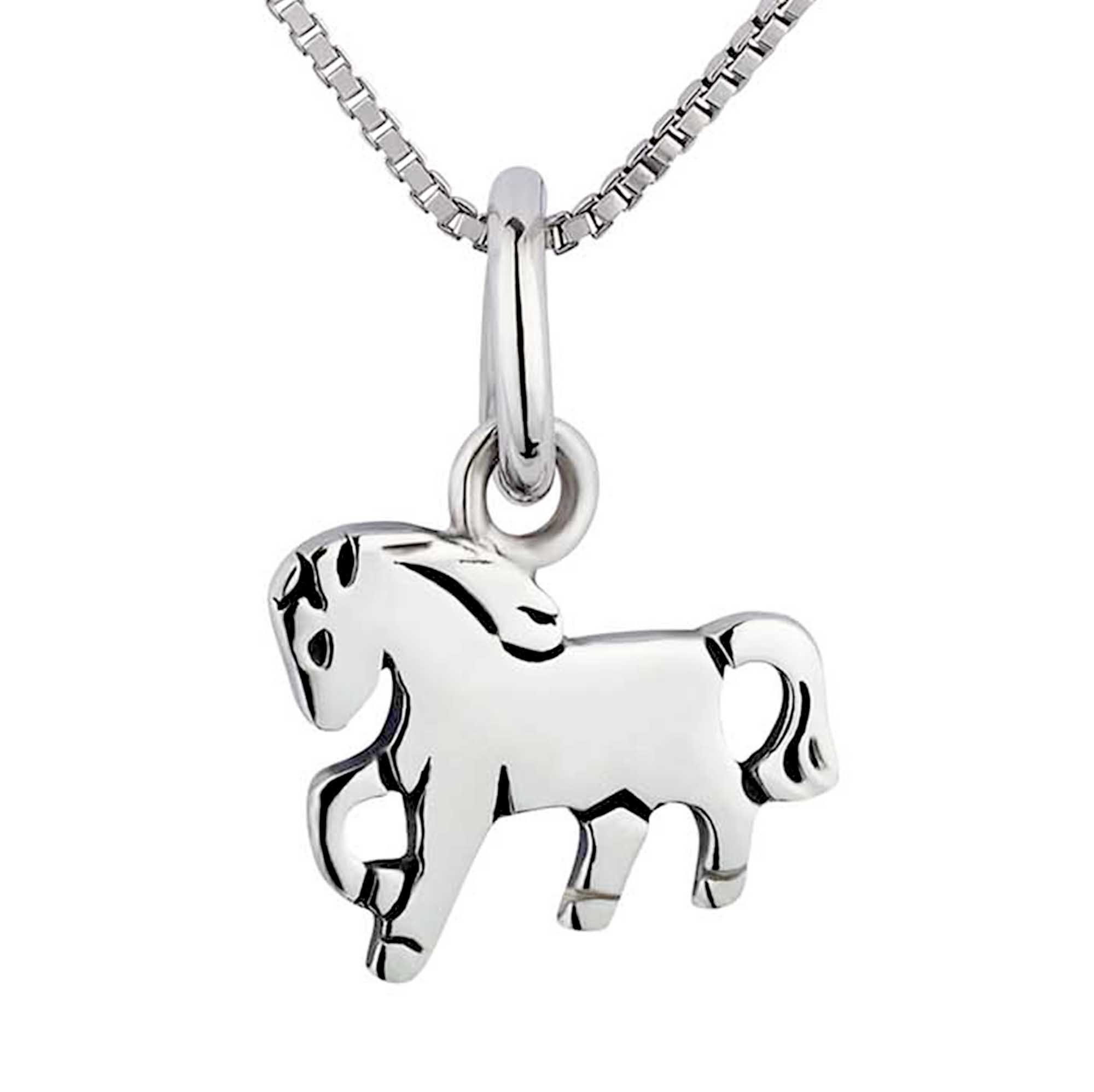 schmuck23 Kettenanhänger Anhänger Kette Pony Pferd 925 Silber Kinder Mädchen (Halskette mit Anhänger), Silberanhänger Kettenanhänger Kinderschmuck Halskette
