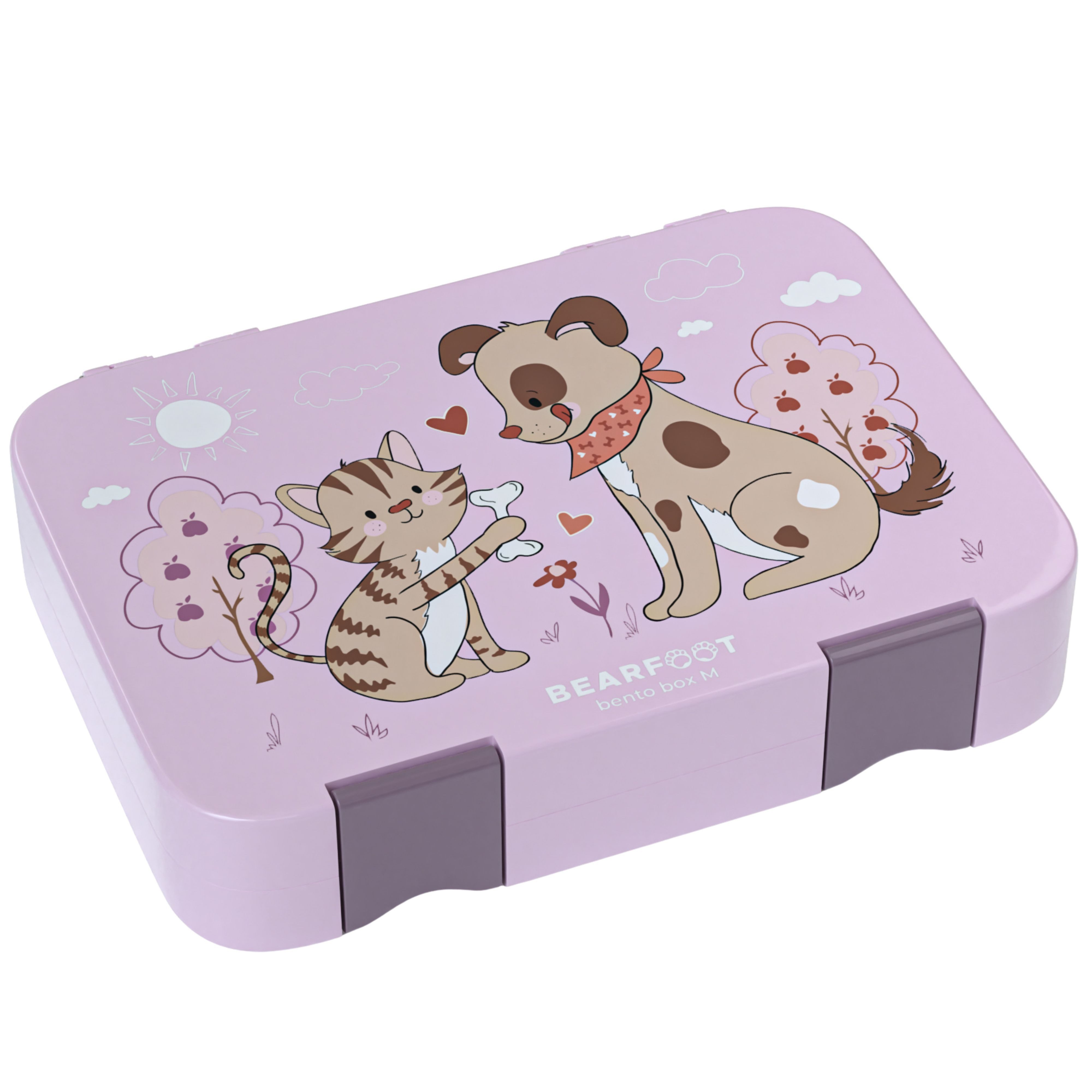 BEARFOOT Lunchbox Brotdose Kinder mit Fächern, Lunchbox, Bento box - Traktor, handgezeichnete Designs, modular