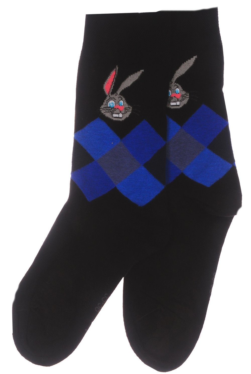 Martinex Socken 1 Paar socks lustige bunte witzige Strümpfe in Schwarz mit Hasen weich, mit Häschen, 35 36 37 38 39 40 41 42 43 44 45 46
