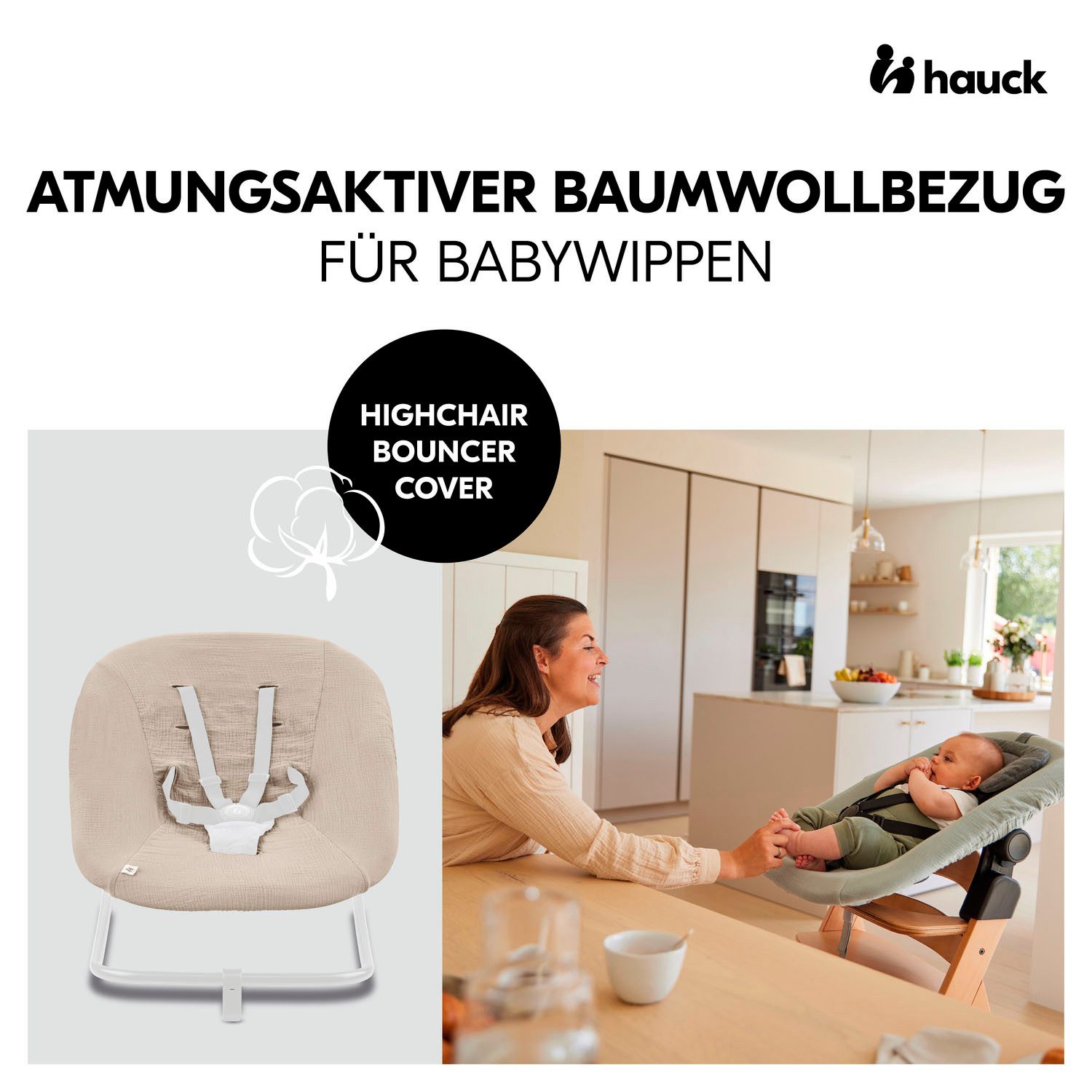 Hauck Kindersitzbezug Schonbezug für Babywippe; Highchair Bouncer Cover, Schonbezug für Babywippe Highchair Bouncer/High Chair Bouncer Eco