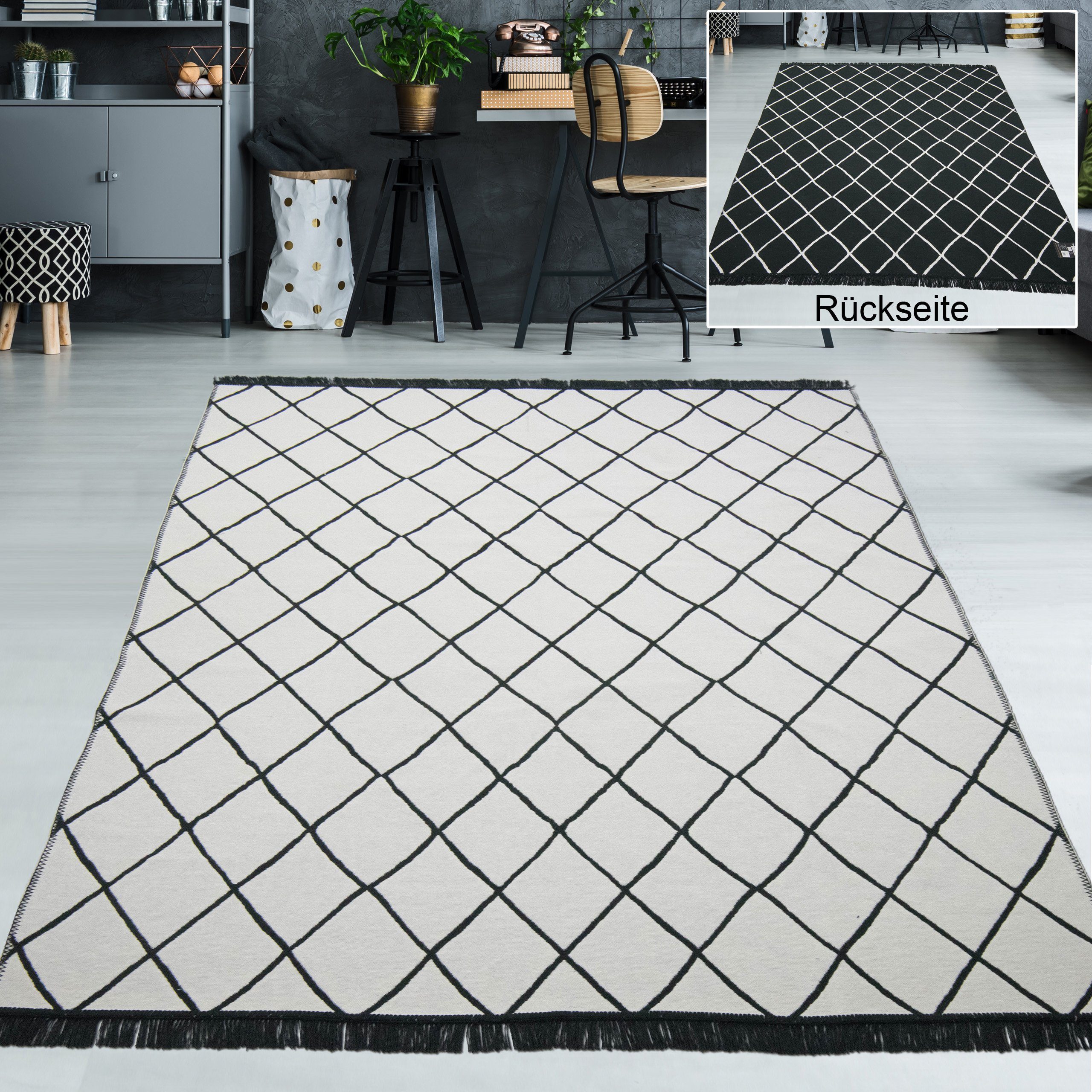 Teppich Teppich mit heller & dunkler Seite, TeppichHome24, rechteckig, Höhe: 5 mm
