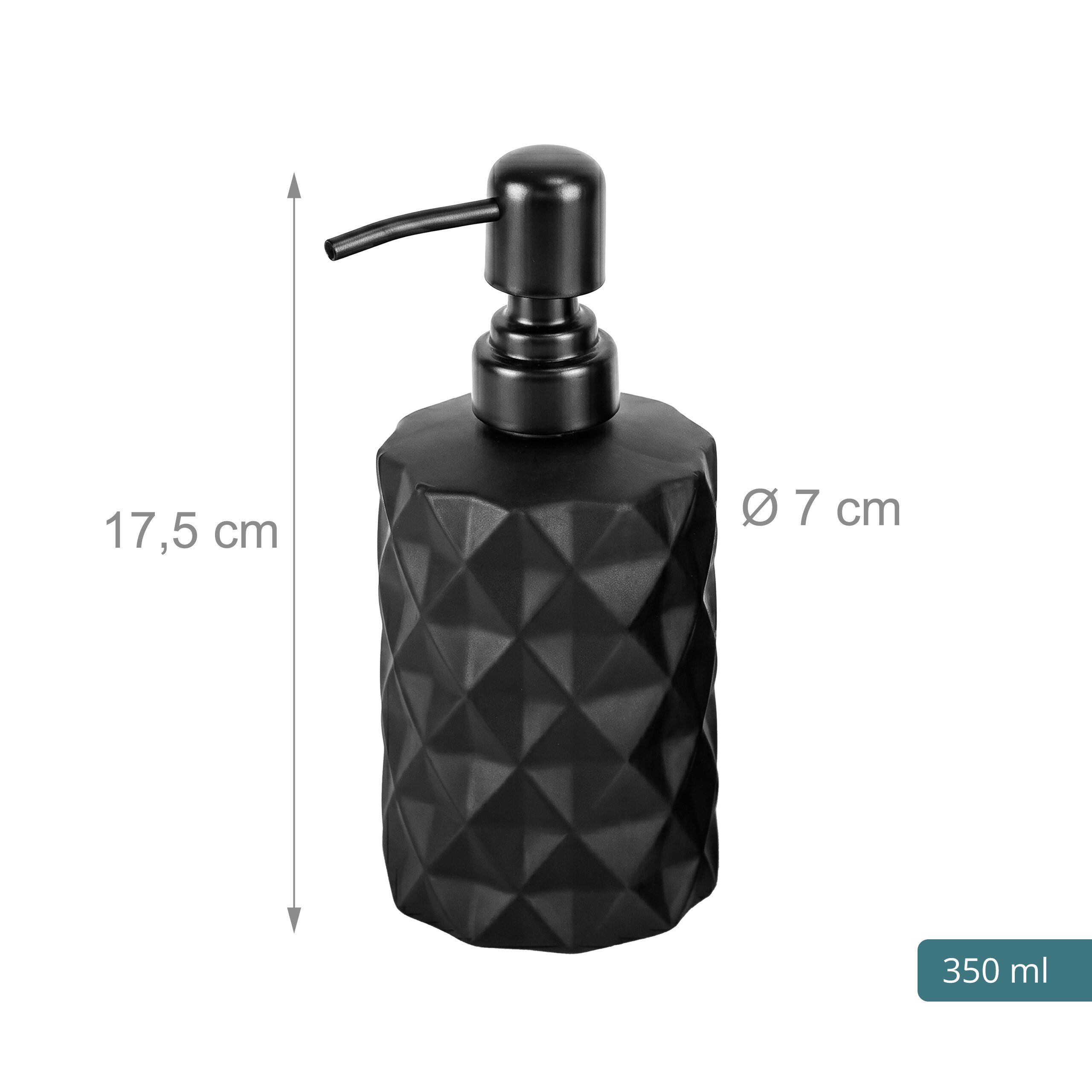 relaxdays Seifenspender Schwarze Seifenspender 2er Set 350 ml, (2-tlg) – Bild 4 von 5
