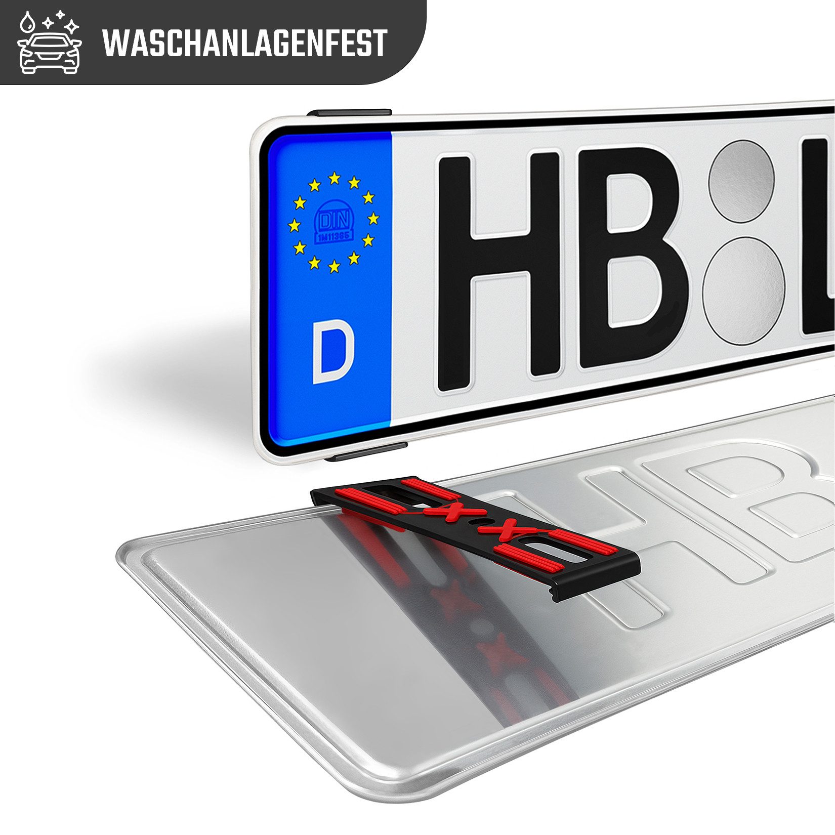 L & P Car Design Kennzeichenhalter für Auto rahmenlos ultra flach unsichtbar, (2 Stück)