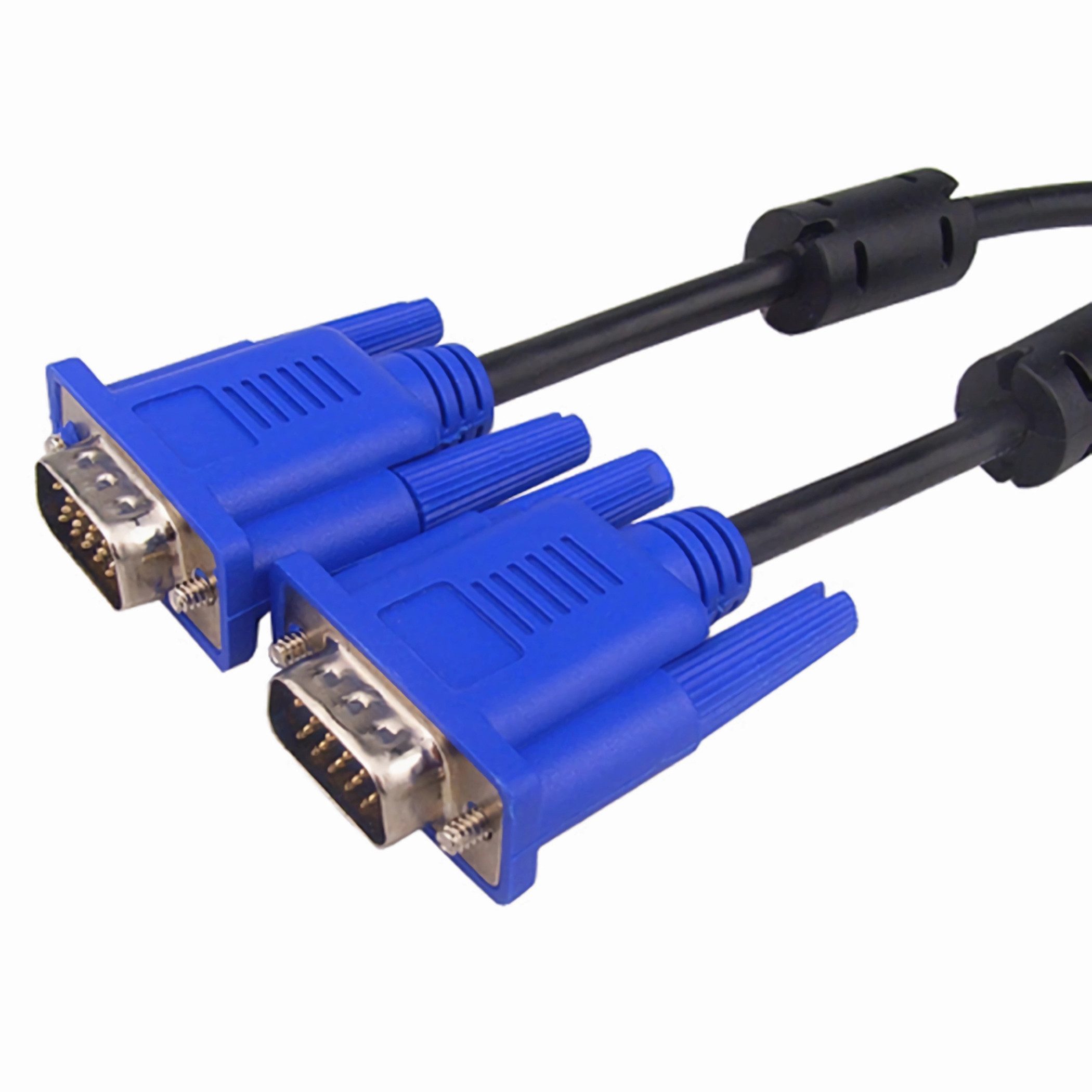 Bolwins J12 VGA Kabel VGA auf VGA-Stecker 15-pol Monitor Anschlusskabel 150cm Computer-Kabel, VGA 15-pol Stecker, VGA 15-pol Stecker (150 cm), Doppelt geschirmt, 2 Ferritkerne, 75 Ohm, Plug & Play