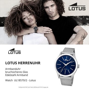 Lotus Quarzuhr Lotus Herren-Armbanduhr silber Analog, (Armbanduhr), Herren Armbanduhr rund, Edelstahlarmband silber