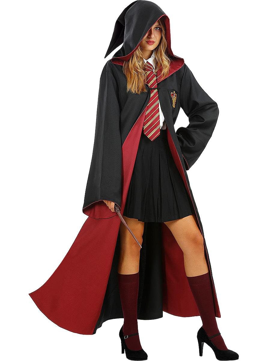 Funidelia Zauberer-Kostüm Harry Potter – Gryffindor Umhang Deluxe, Hochwertiges Cape für Zauberschüler des Hauses Gryffindor