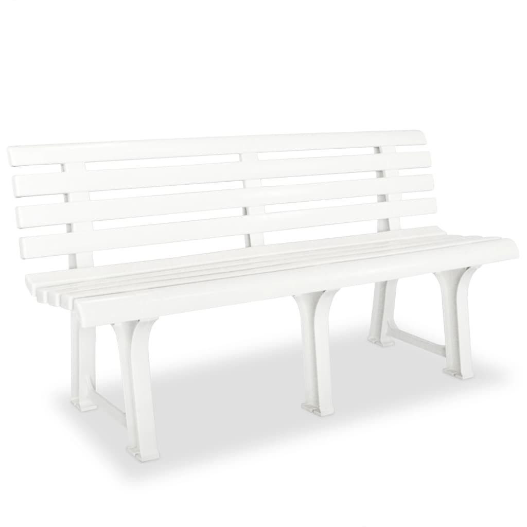 furnicato Gartenbank Outdoor-Sitzbank Kunststoff 145,5 x 49 x 74 cm Weiß, Witterungsbeständige Gartenbank mit einfacher und schneller Montage