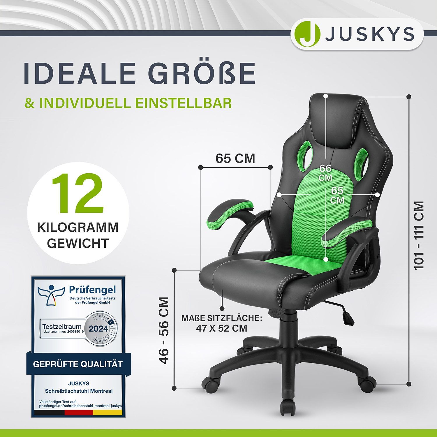 Juskys Gaming-Stuhl Montreal, Ergonomisch geformte Sitzfläche, günstig online kaufen