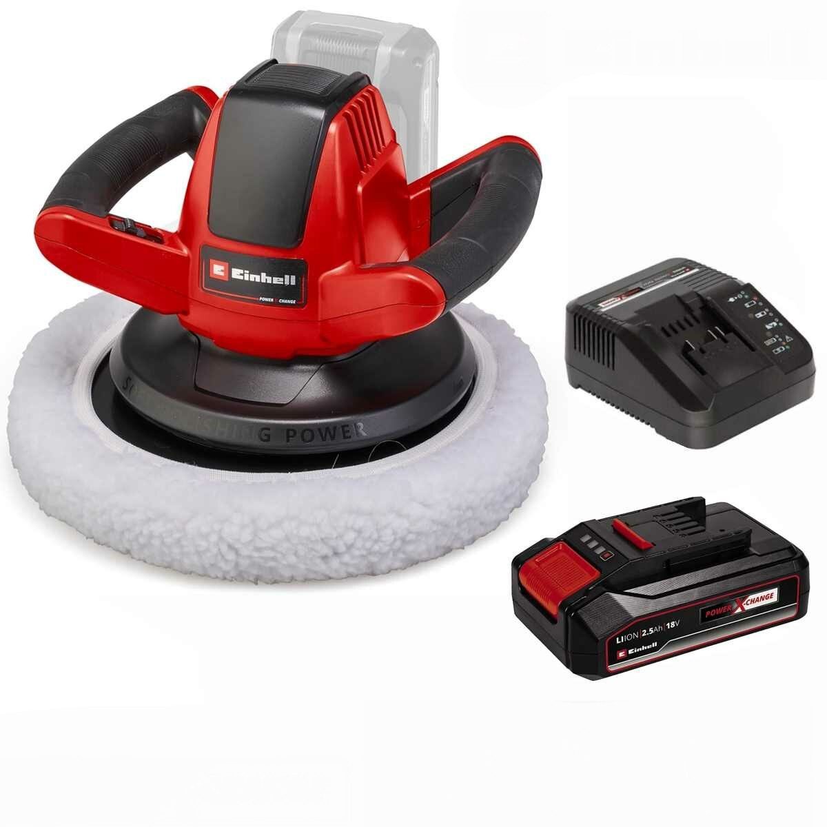 Einhell Akku-Poliermaschine 18V Autopoliermaschine CE-CB 18/254 Li + Akku 2.5 Ah + Ladegerät