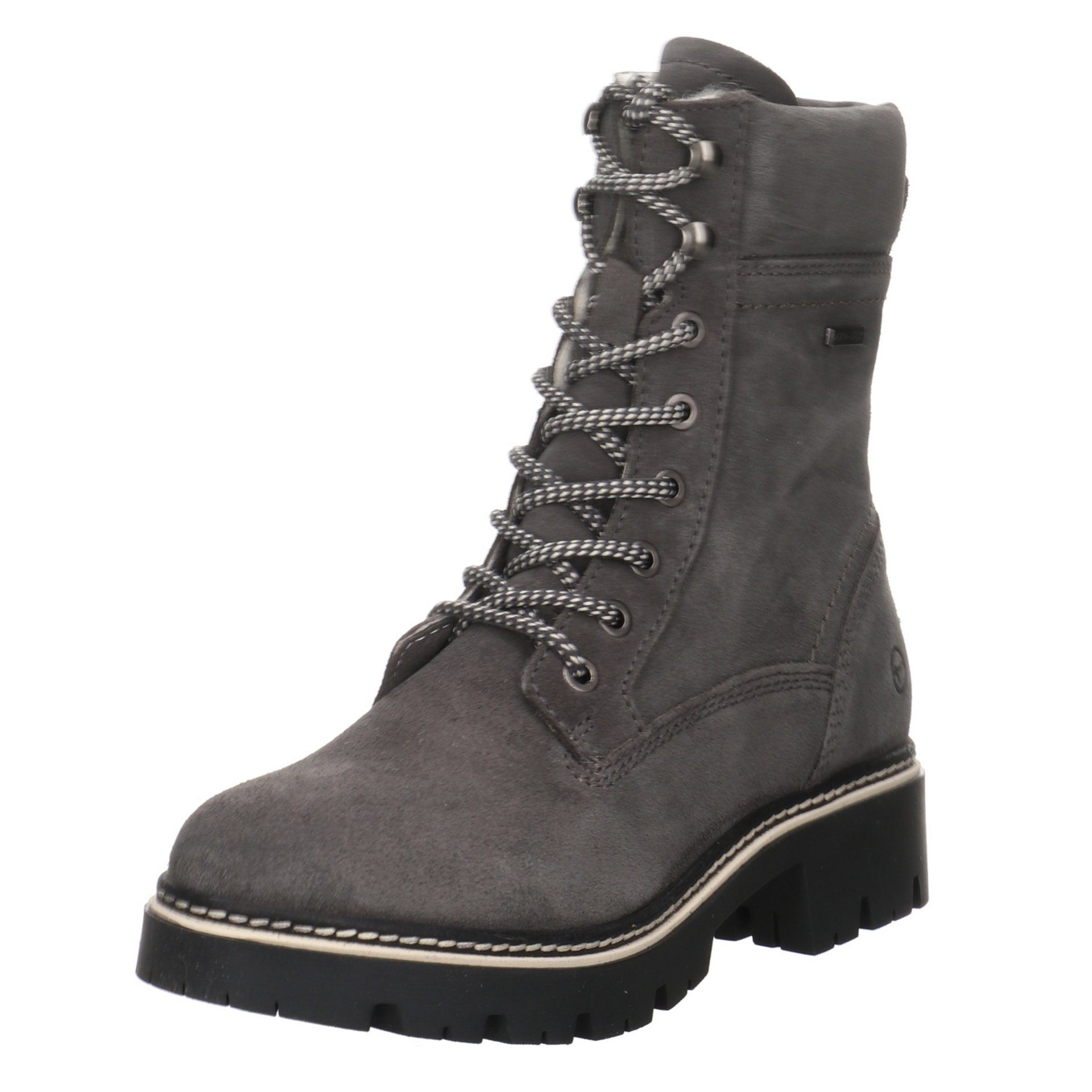 Lederkombination uni Boots Schnürstiefel ANTHRACITE Lederkombination Tamaris