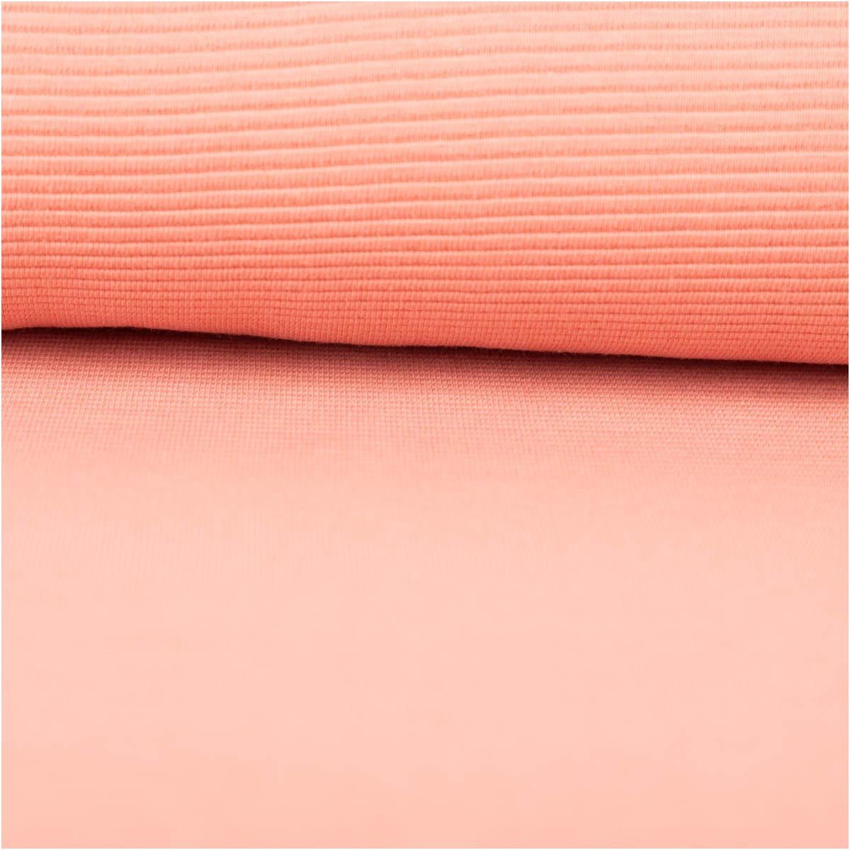 SCHÖNER LEBEN. Stoff Jersey Stoff Meterware Rippjersey Ottoman uni coral 150cm, allergikergeeignet